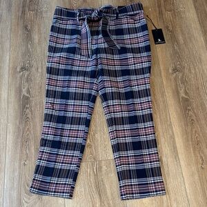 Jules & Leopold Plaid Ankle Pants - Navy and Pink